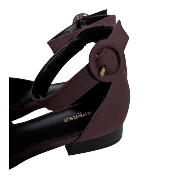 Burgundy Express Block Flats With Ankle Strap 7 - Picture 5 of 13